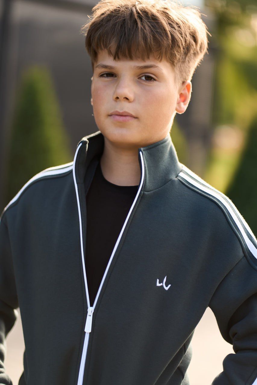 Теплый спортивный детский костюм Street Fleece зеленый, 128