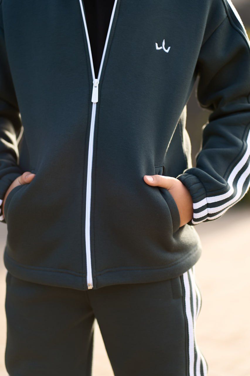 Теплый спортивный детский костюм Street Fleece зеленый, 128
