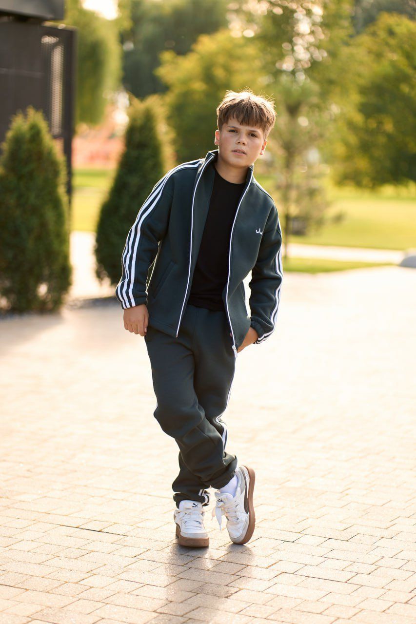 Теплий Спортивний дитячий костюм Street Fleece зелений, 128