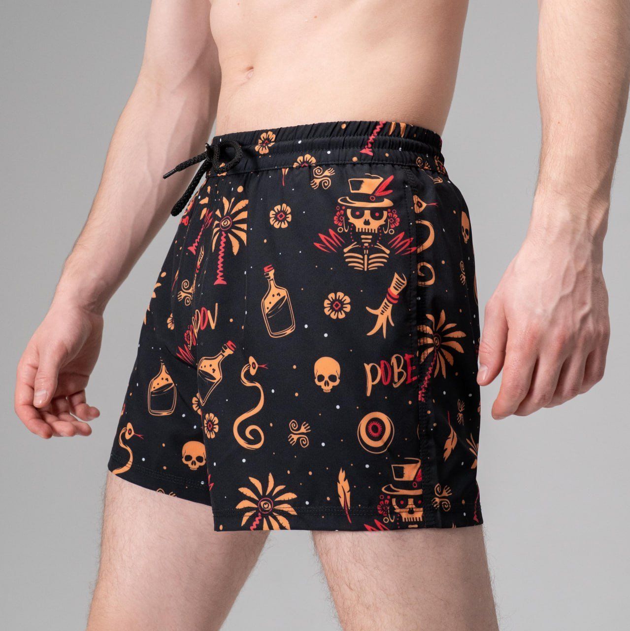 Шорти для плавання Slavni Swimming Pool Print Чорно-бежевий