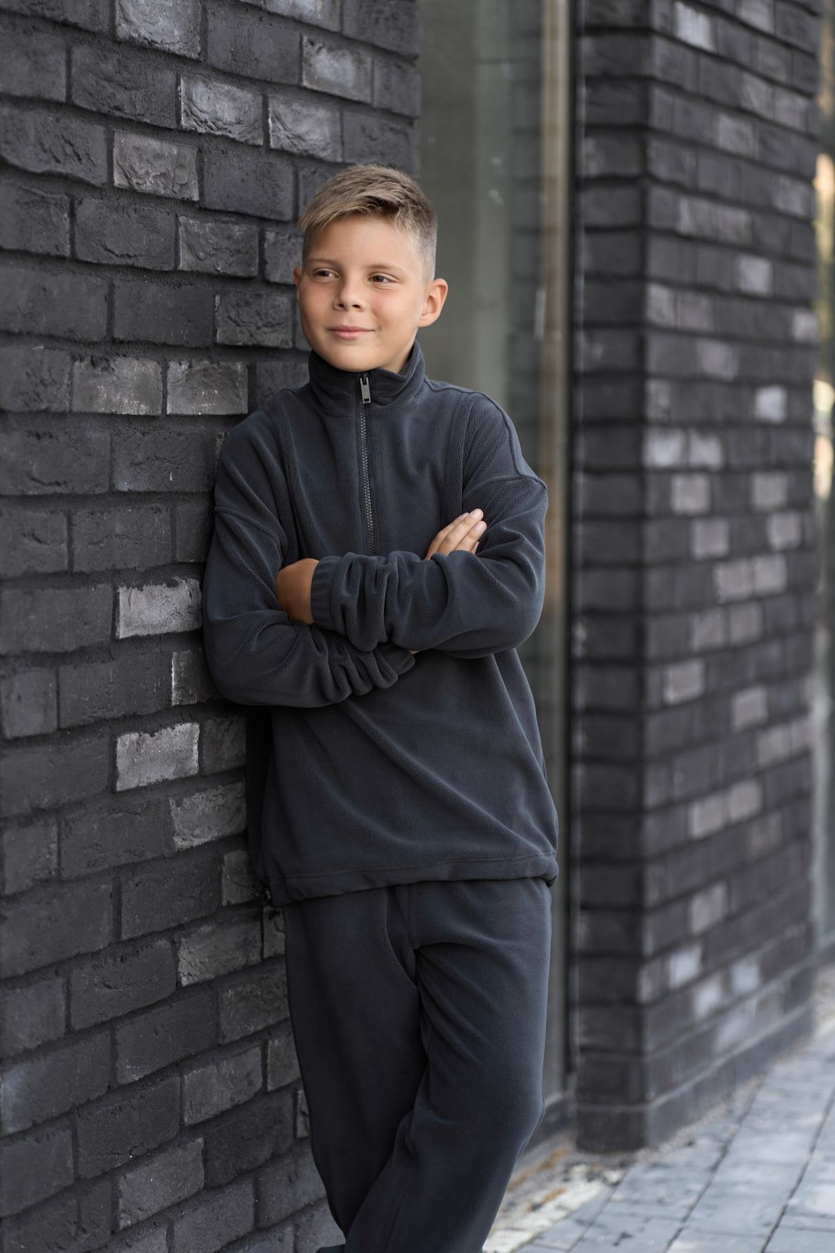 Спортивний дитячий костюм Fleece Teddy графіт, 128