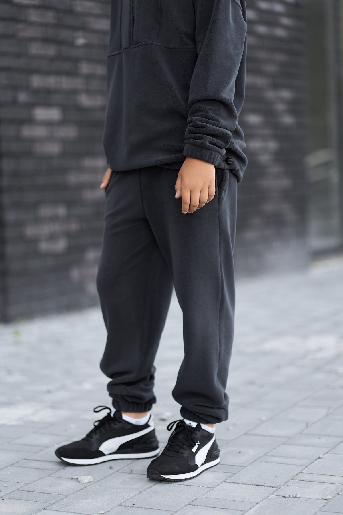 Спортивний дитячий костюм Fleece Teddy графіт, 128