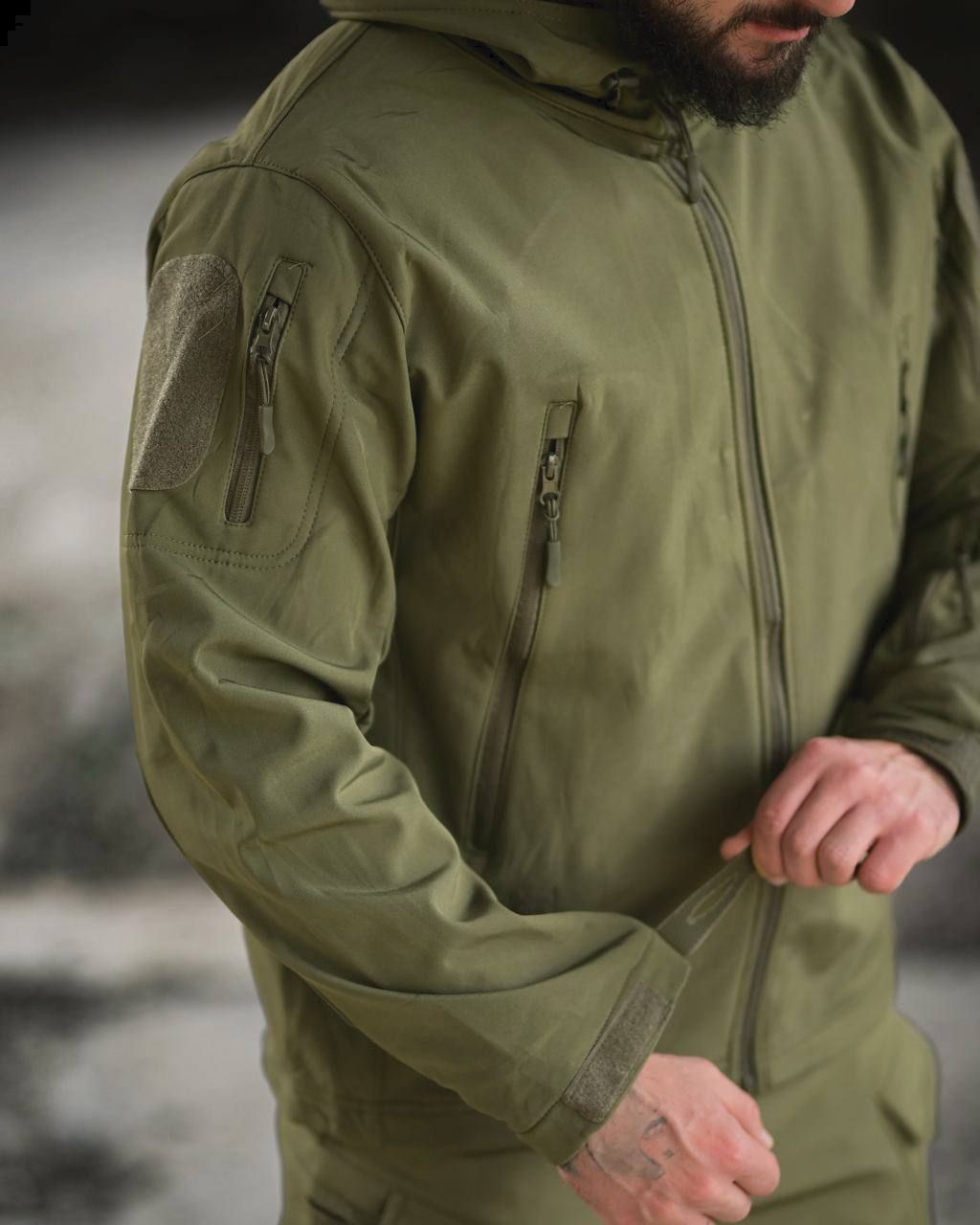 Куртка софтшел Олива Soft Shell на флисе, S