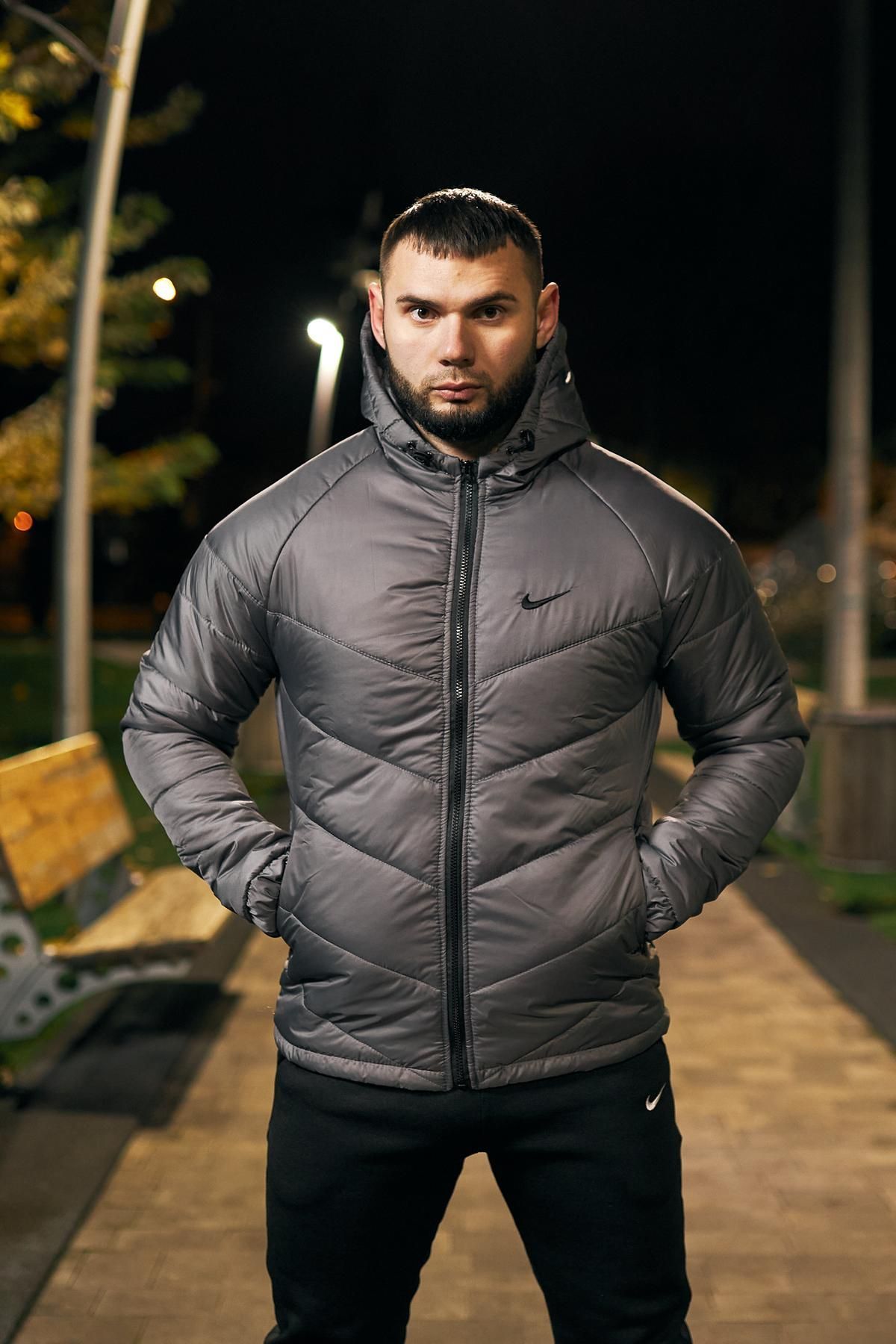 Куртка чоловіча Найк сіра демісезонна