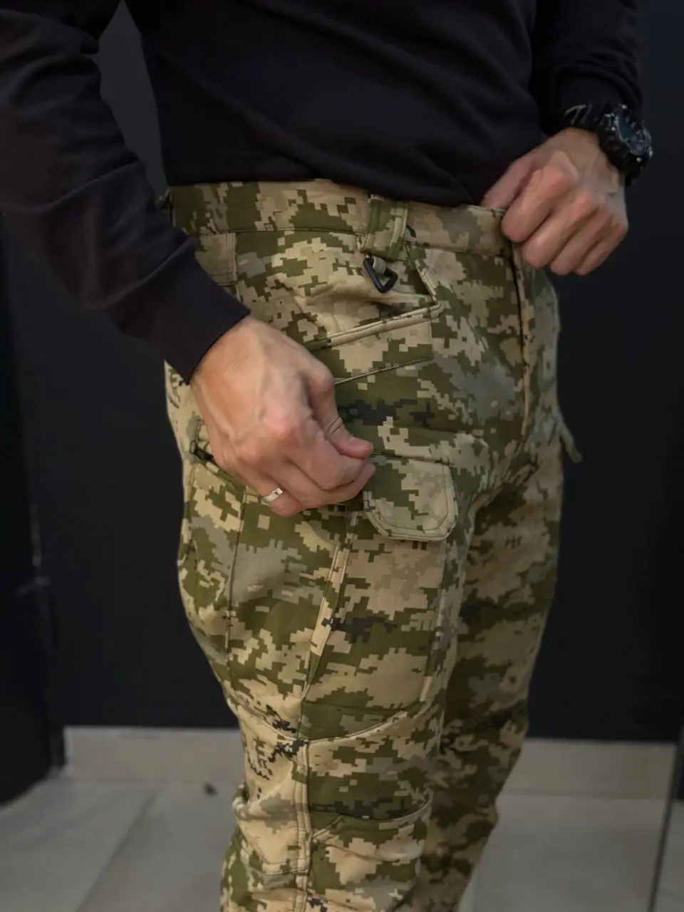 Брюки утепленные на флисе Софт Шел Soft Shell цвет Пиксель, S
