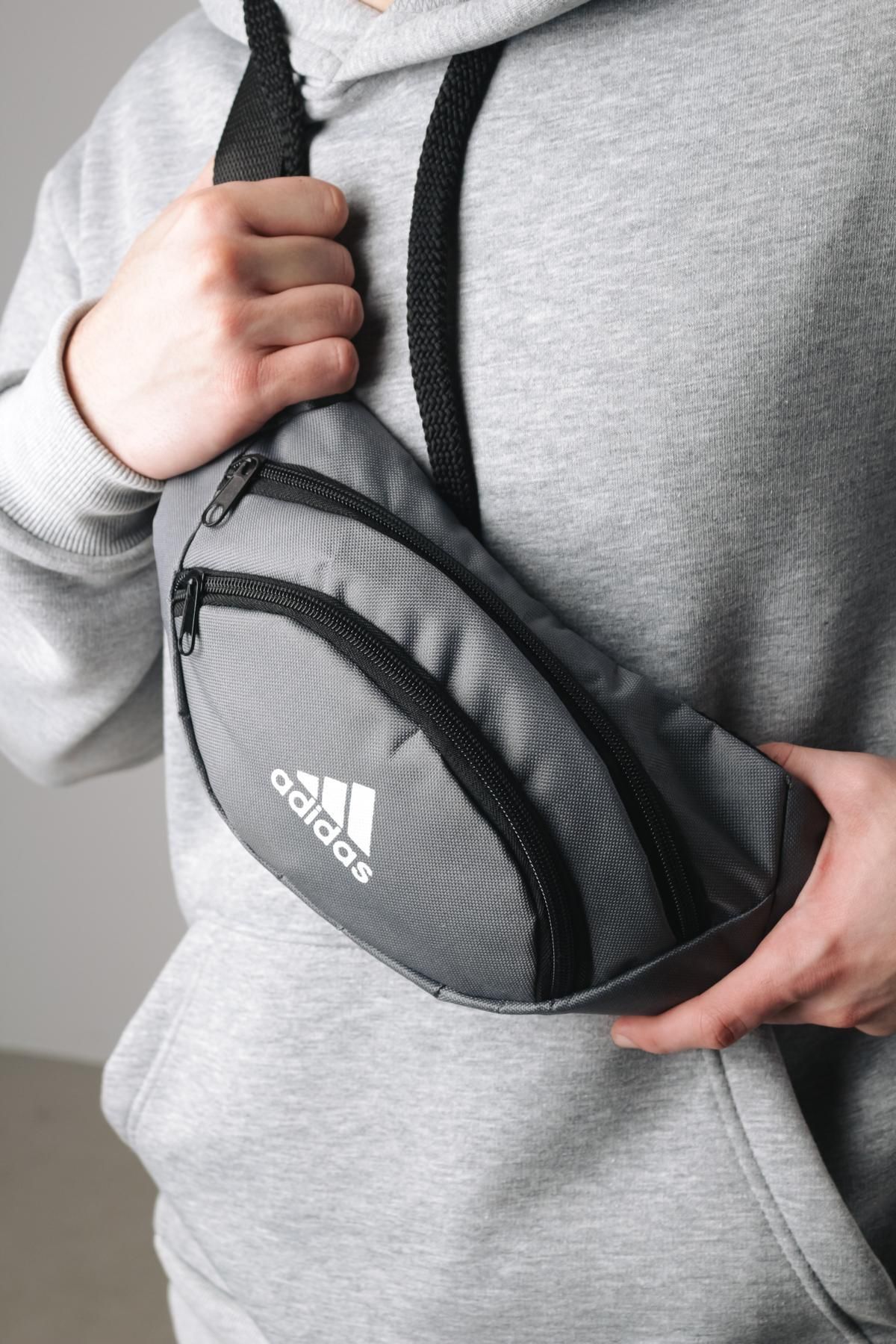 Бананка Adidas Сіра/ накатка біле маленьке лого