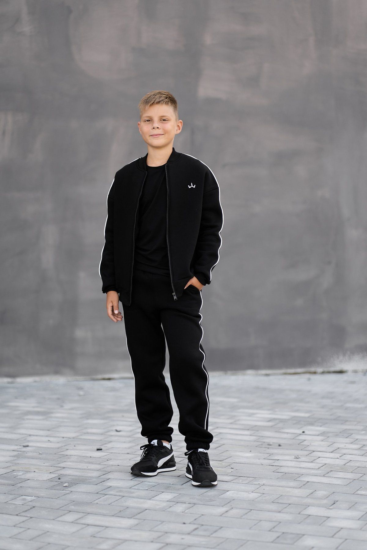 Теплий Спортивний дитячий костюм Fleece Sky чорний, 128