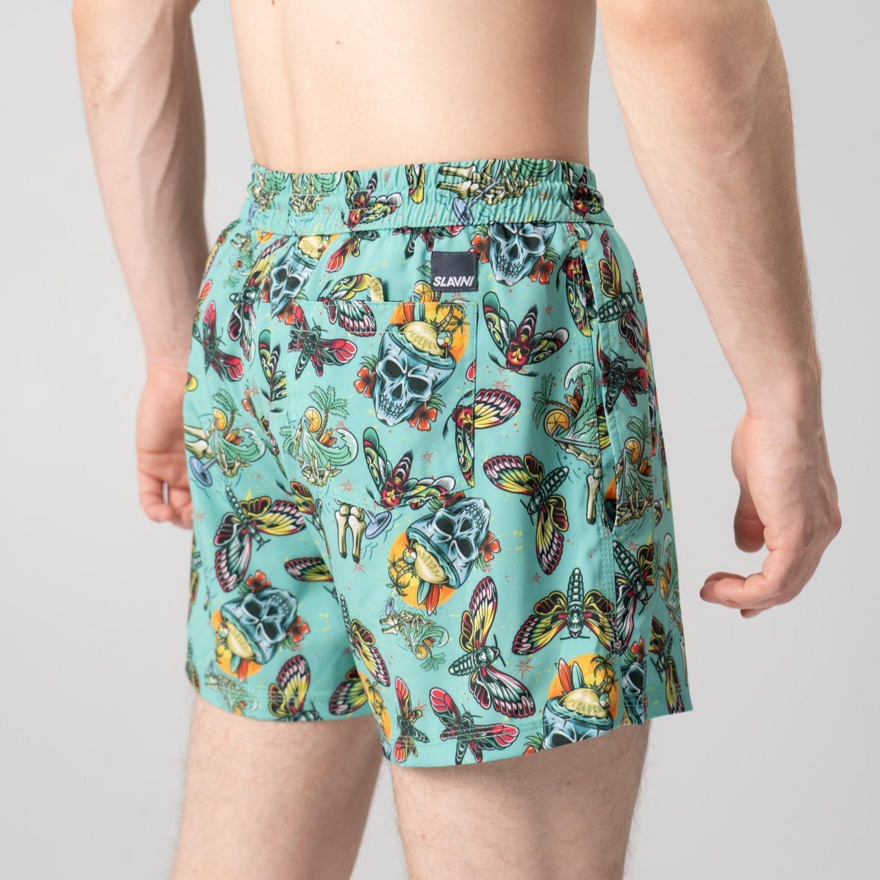 Шорти для плавання Slavni Swimming Pool Print Ментолово-чорний