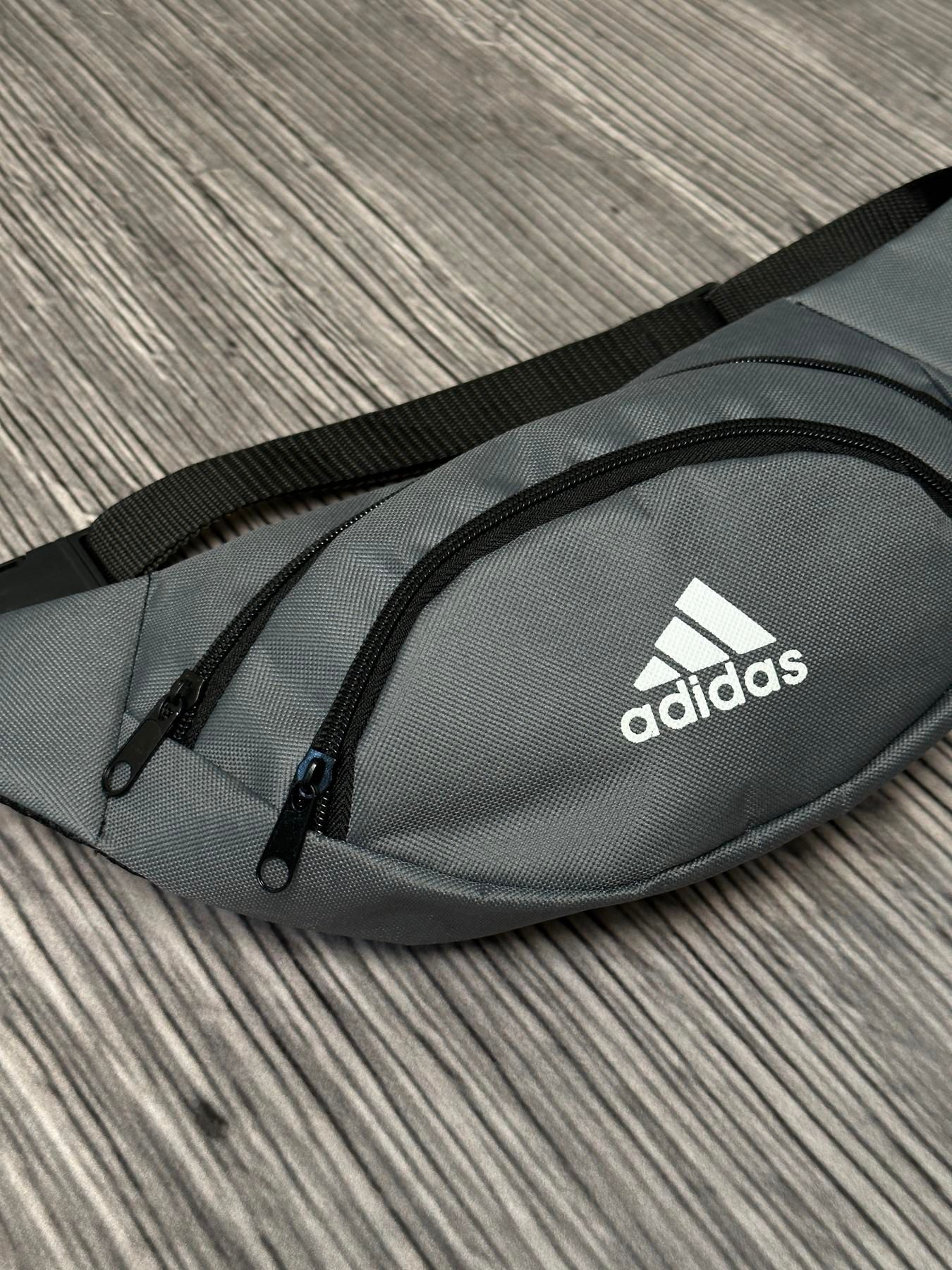 Бананка Adidas Сіра/ накатка біле маленьке лого