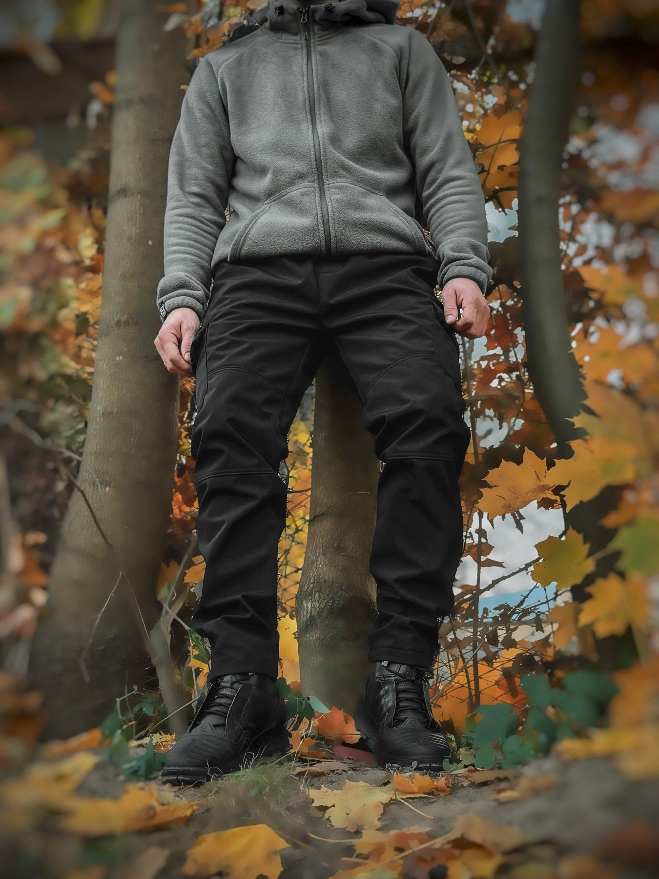 Теплі карго штани Rextim Softshell Hi-Tech чорні на флісі