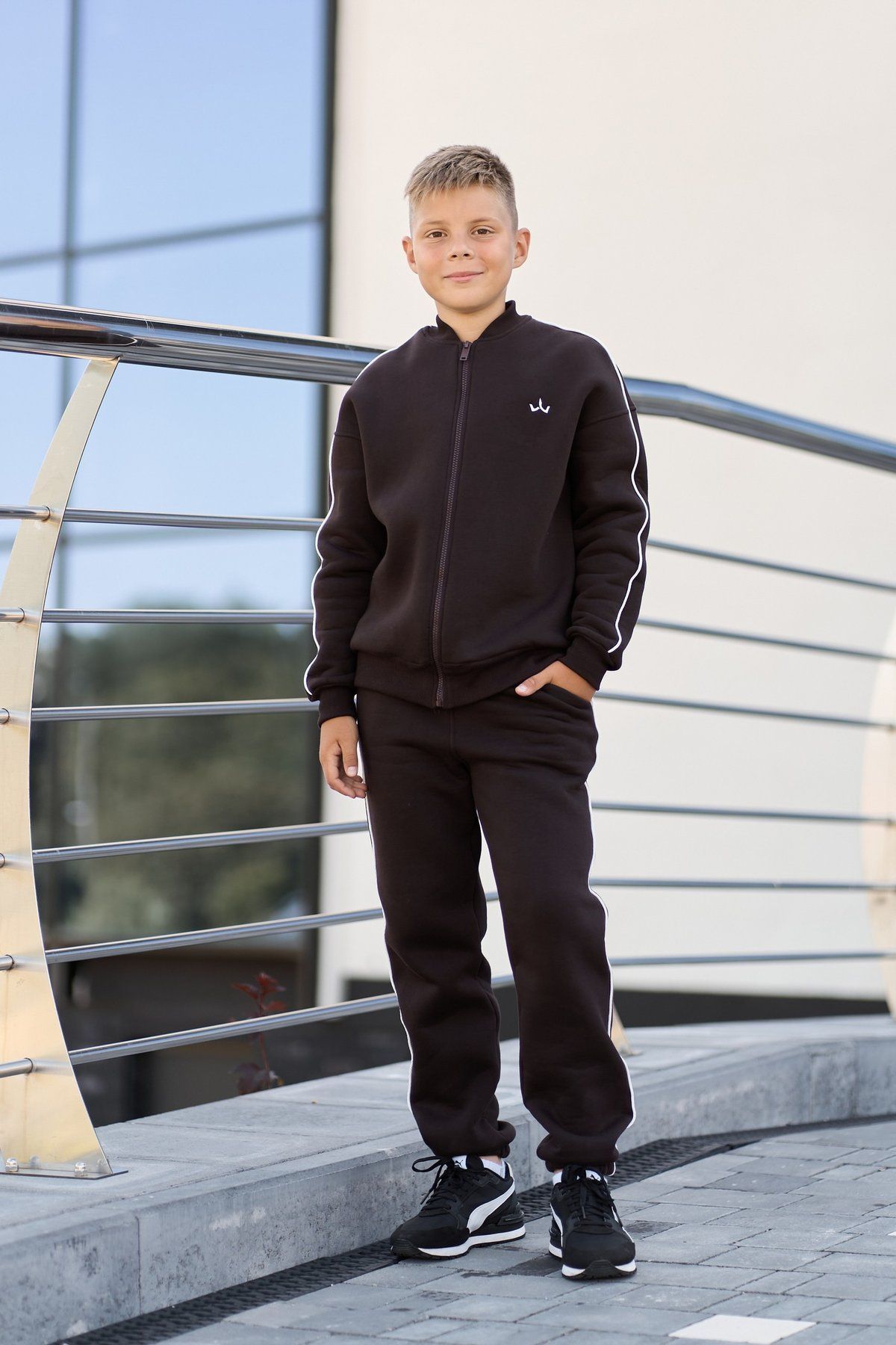 Теплий Спортивний дитячий костюм Fleece Sky шоколадний, 128