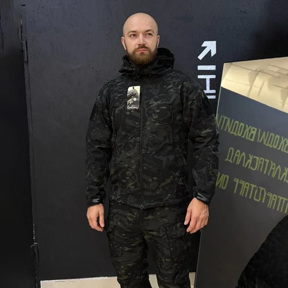 Костюм софтшел Gman Soft Shell чорний камуфляж мультикам , S