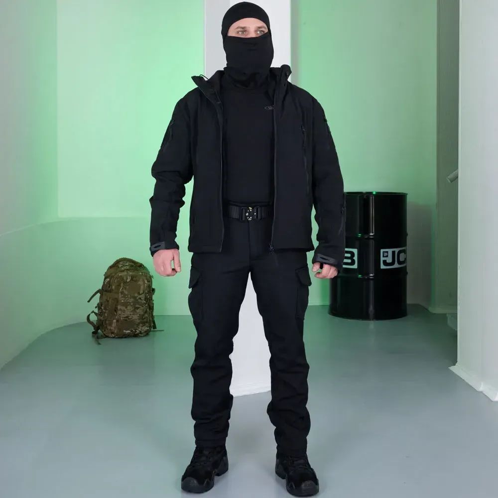 Костюм софтшел Gwild Soft Shell на флісі чорний, S