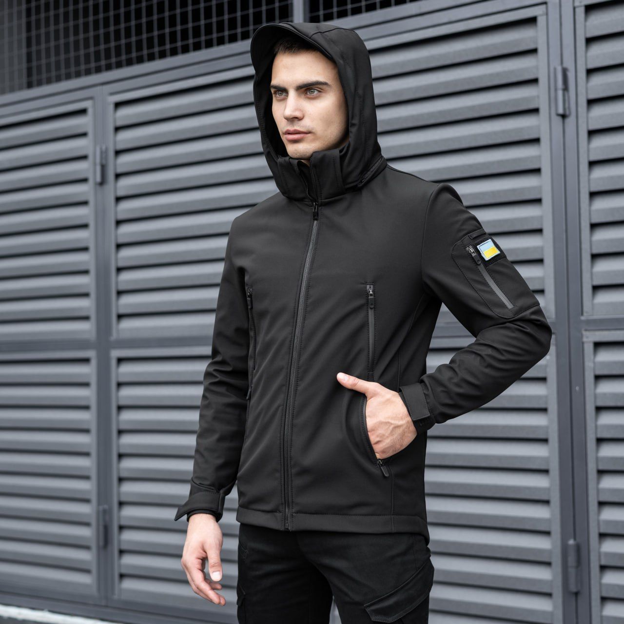 Комплект Softshell куртка Motive + штани Static чорний на флісі, S