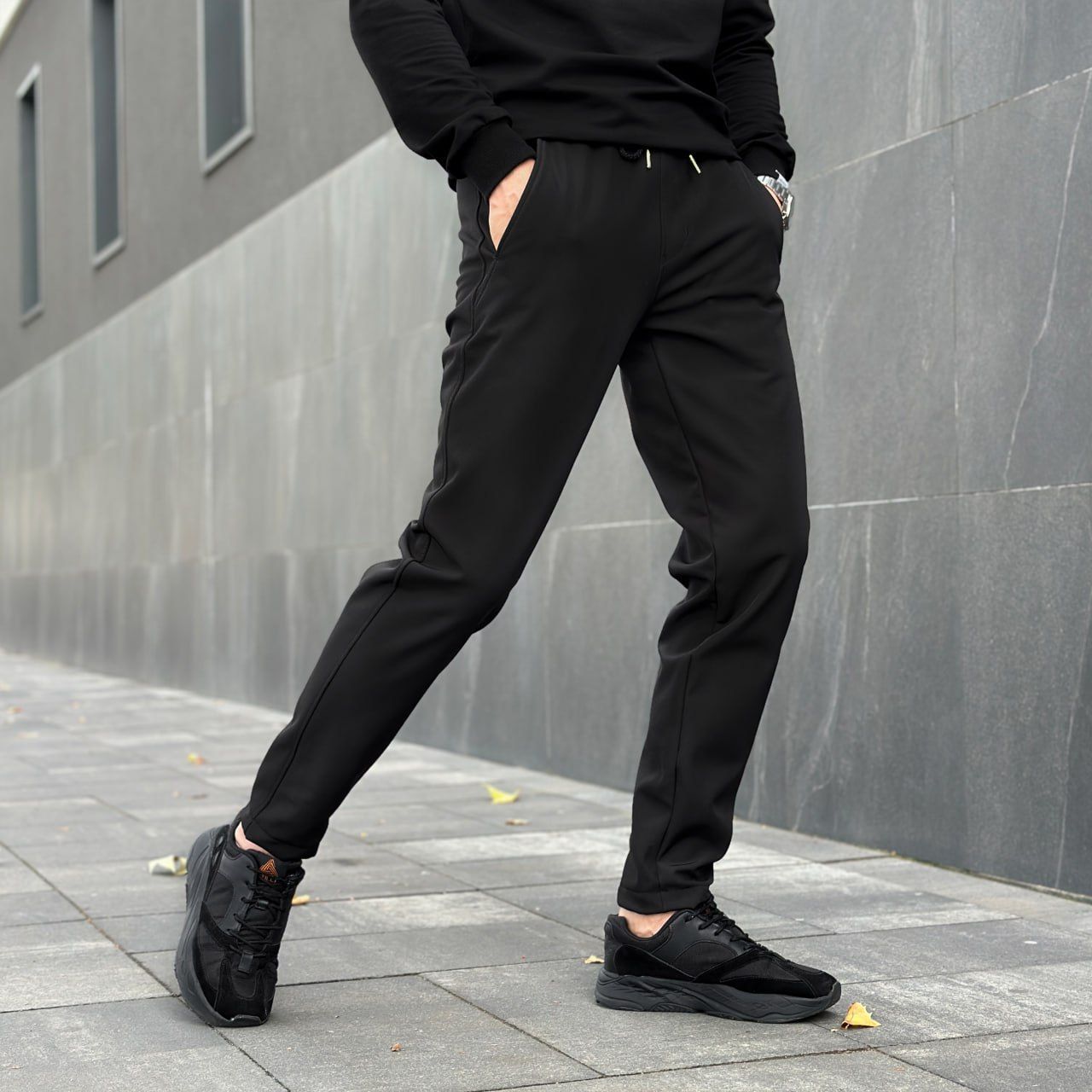 Брюки Pobedov Point Softshell черные на микрофлисе