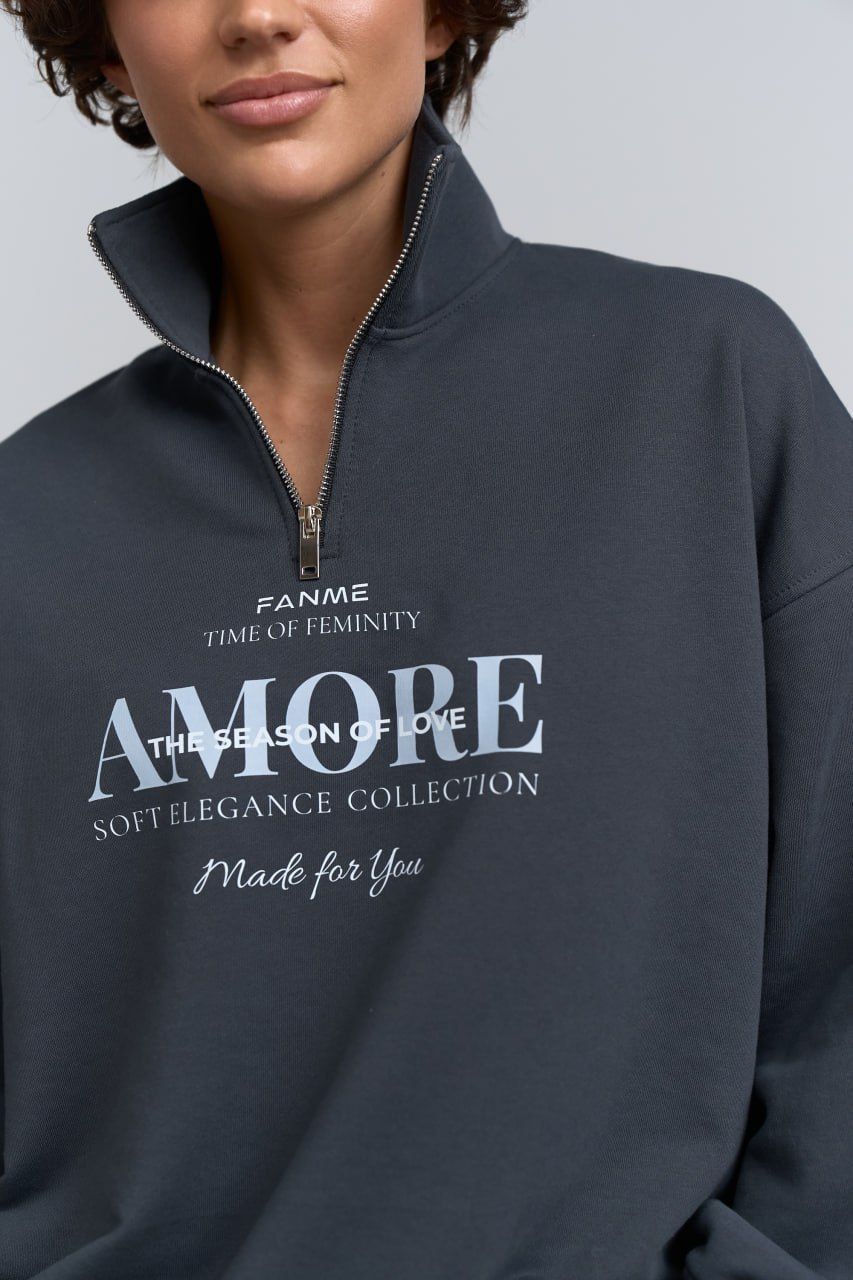 Світшот AMORE від Fanme OVERSIZE графіт