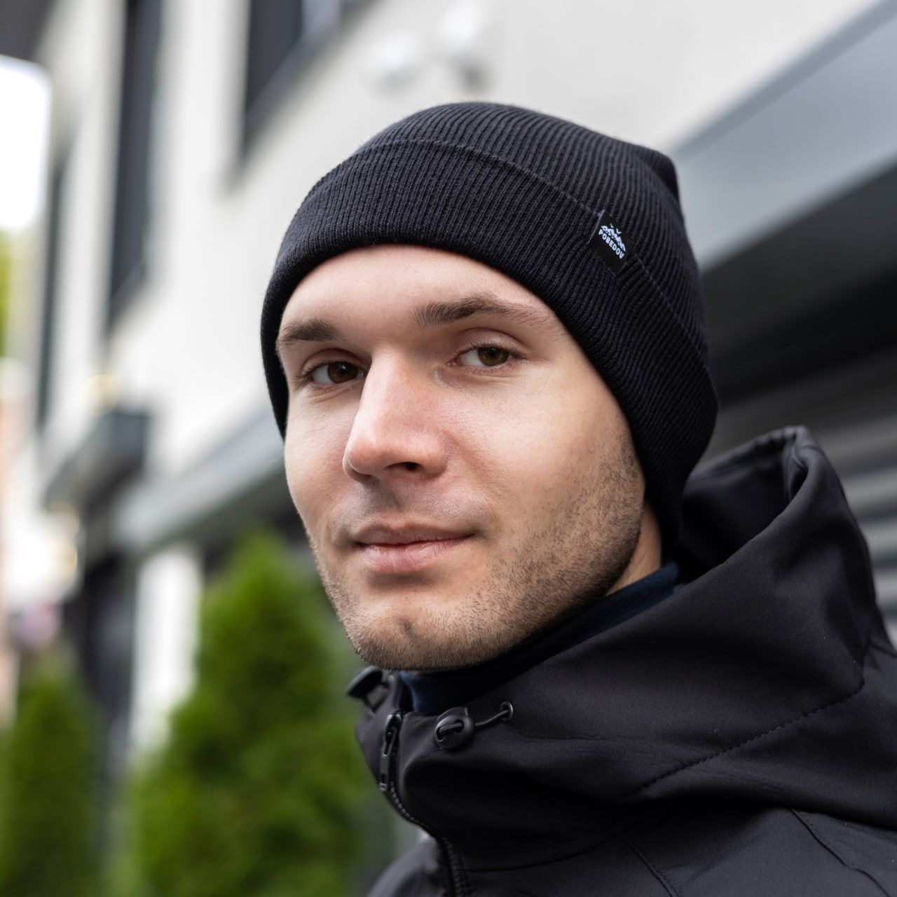 Мужская шапка S podvorotom Pobedov черная