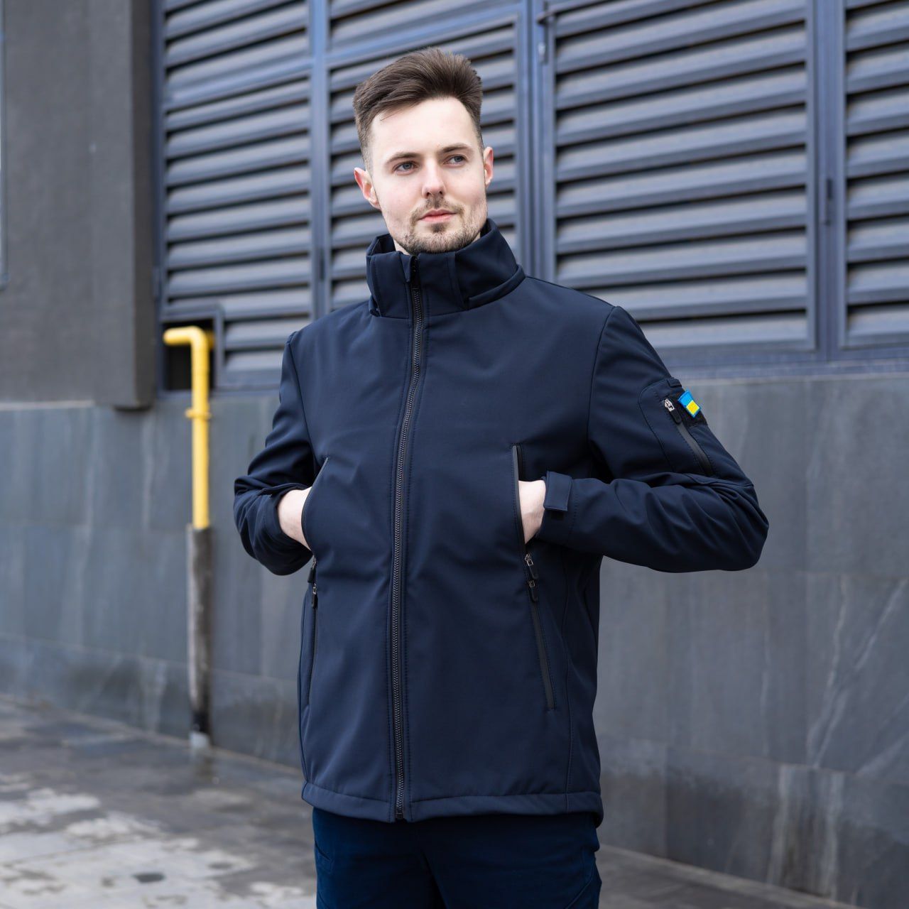 Комплект Softshell куртка Motive + штаны Static синий на флисе, S