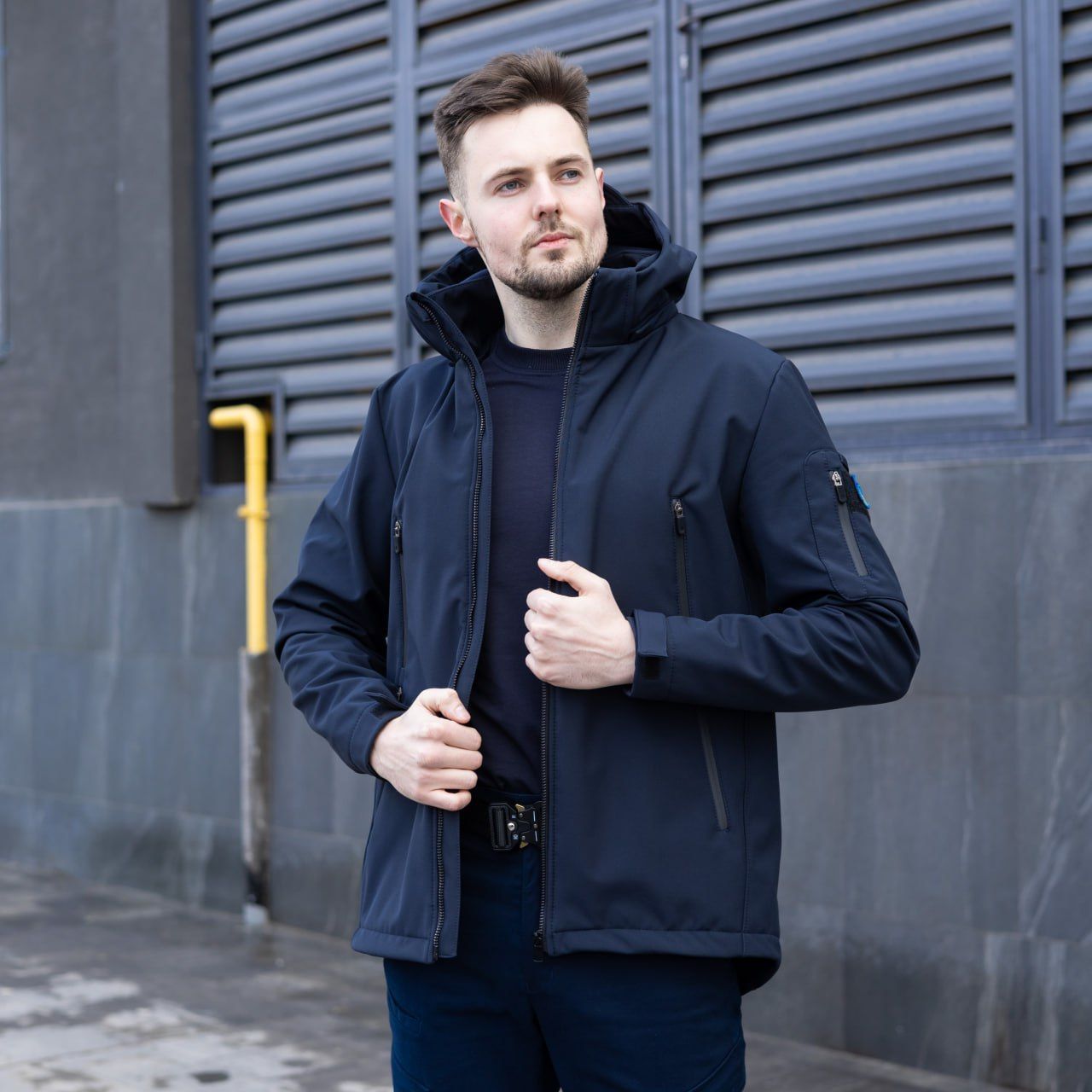 Комплект Softshell куртка Motive + штаны Static синий на флисе, S