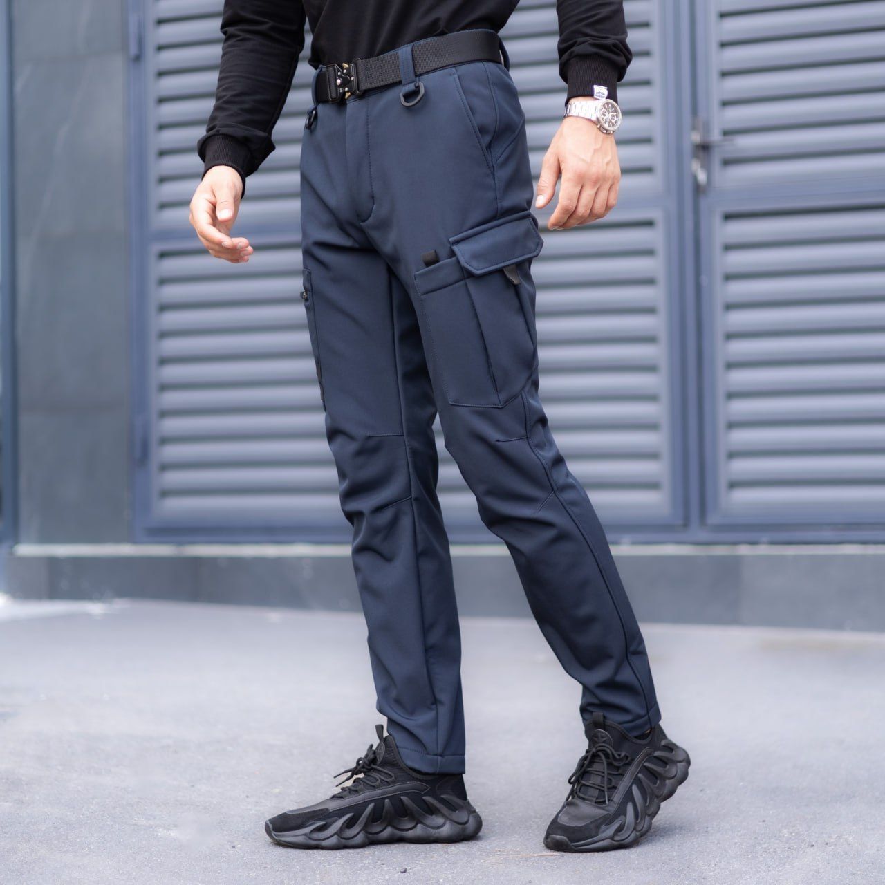 Комплект Softshell куртка Motive + штаны Static синий на флисе, S
