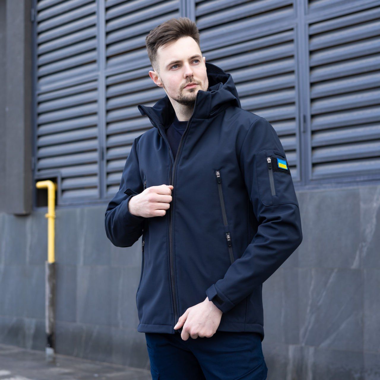 Комплект Softshell куртка Motive + штаны Static синий на флисе, S