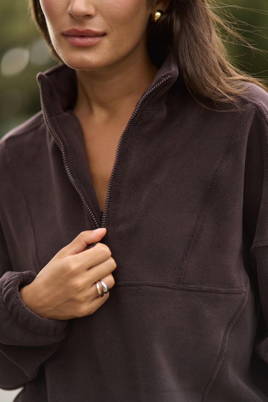 Теплий жіночий костюм на флісі Teddy Fleece шоколадний