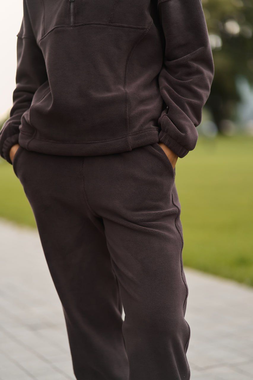Теплий жіночий костюм на флісі Teddy Fleece шоколадний