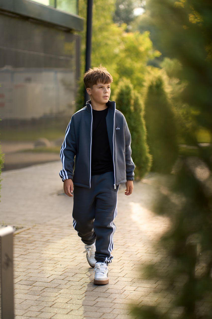 Теплий Спортивний дитячий костюм Street Fleece графіт, 128