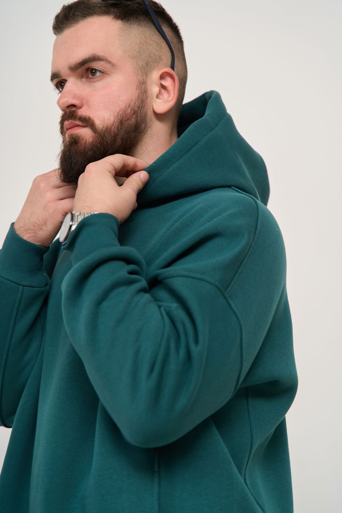 Теплое мужское худи OVERSIZE зеленый