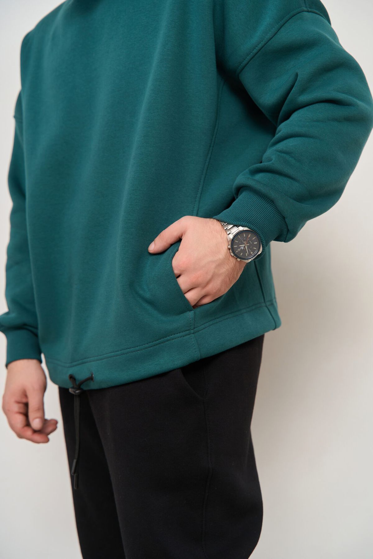 Теплое мужское худи OVERSIZE зеленый