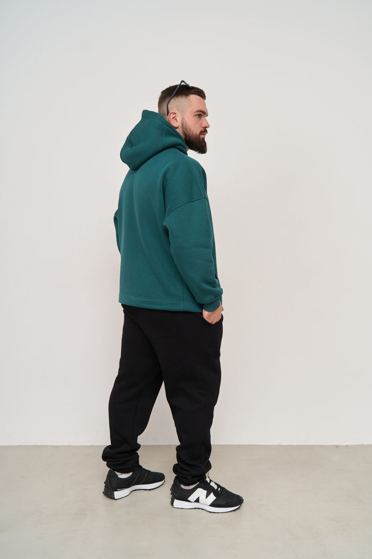 Теплое мужское худи OVERSIZE зеленый