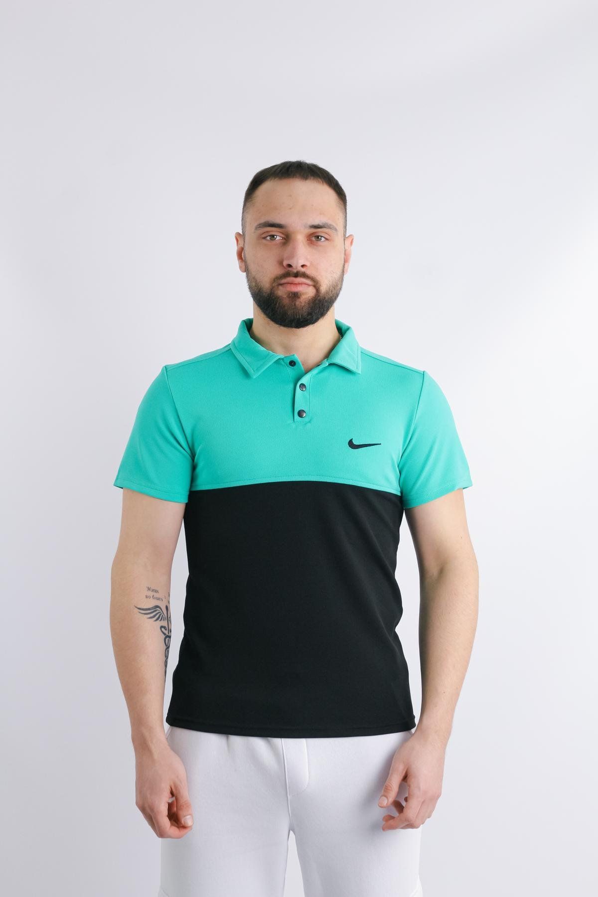 Футболка Polo Найк бирюзово-черный