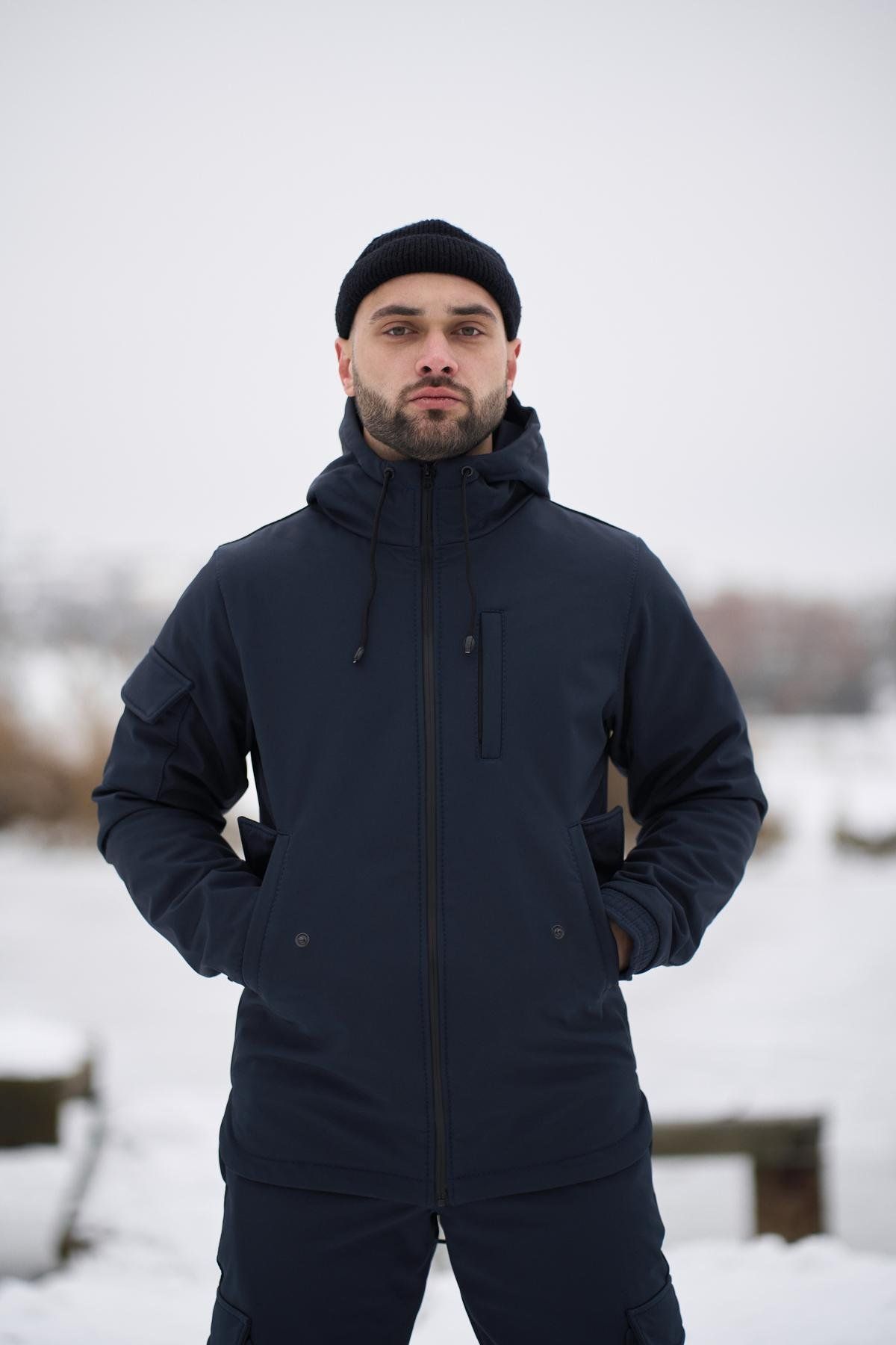 Мужская куртка Softshell синяя демисезонная Intruder