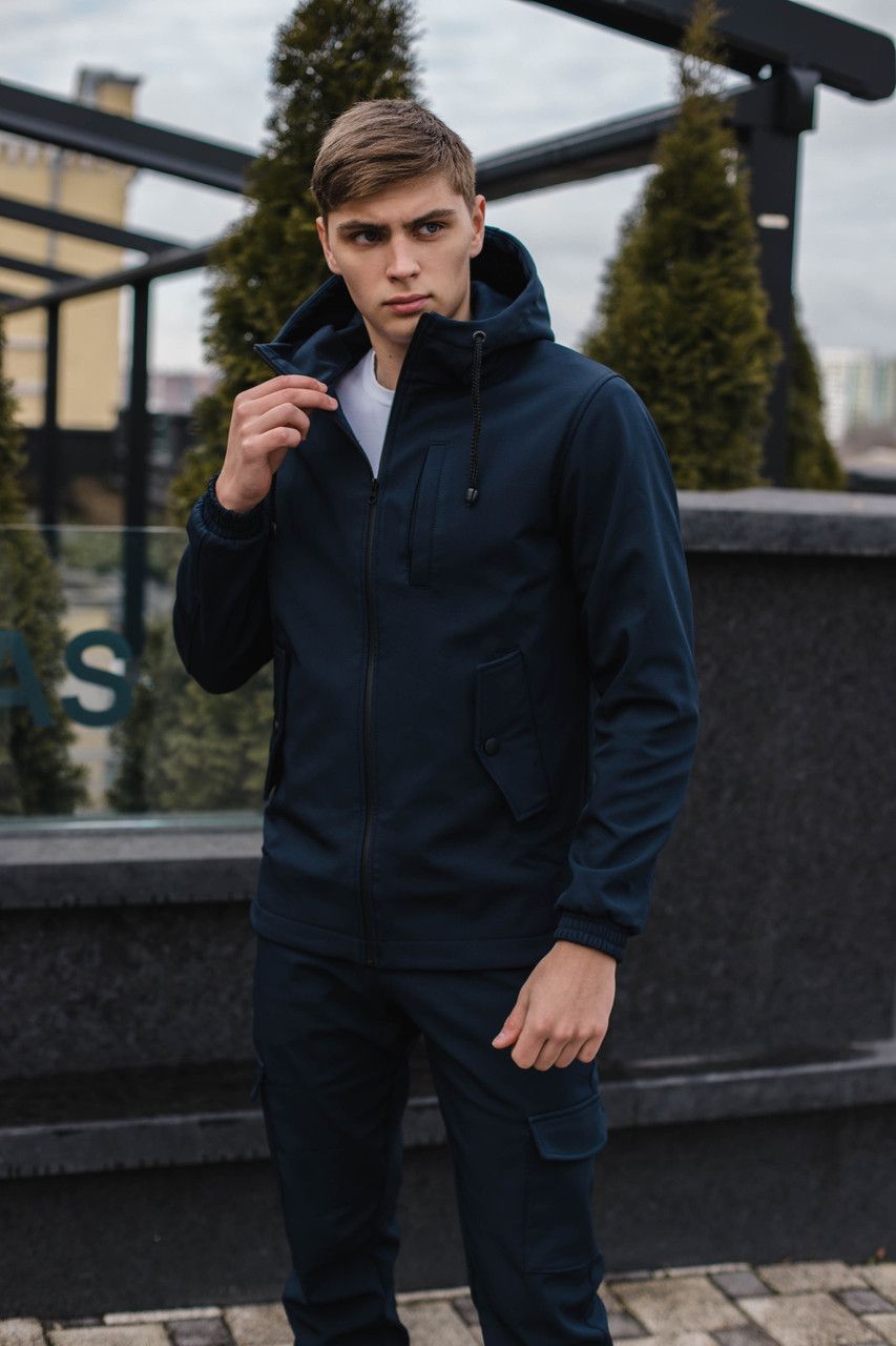 Чоловіча куртка Softshell синя демісезонна Intruder