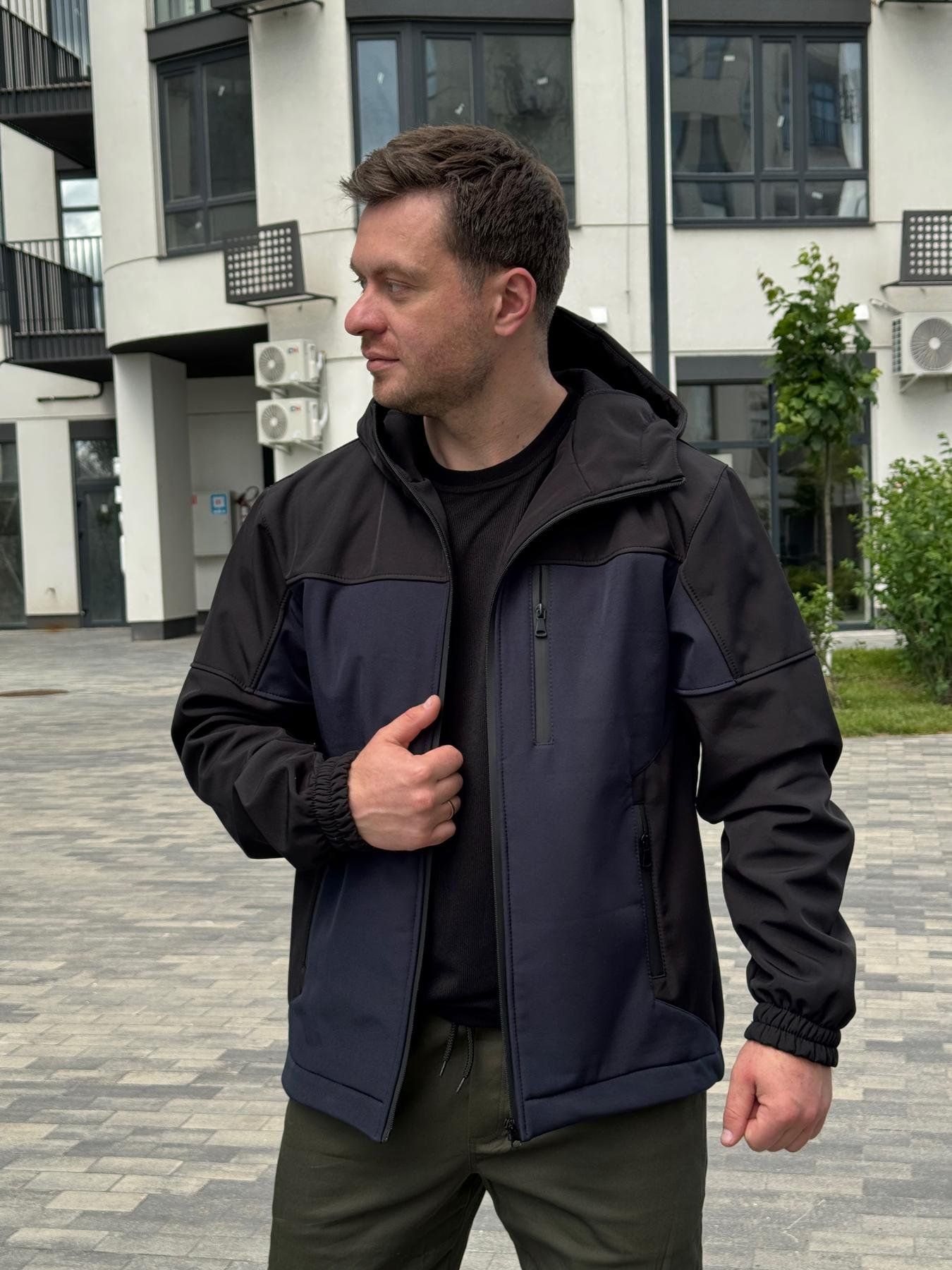 Чоловіча куртка outdoor Softshell софтшелл Чорний/синій