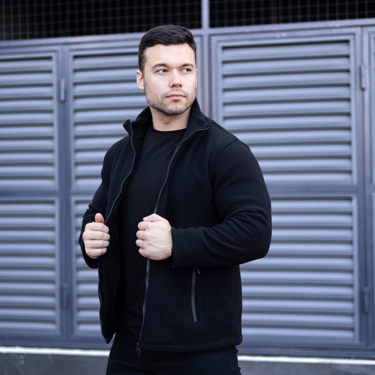 Толстовка флісова Pobedov Voin Чорна, Чорний, S