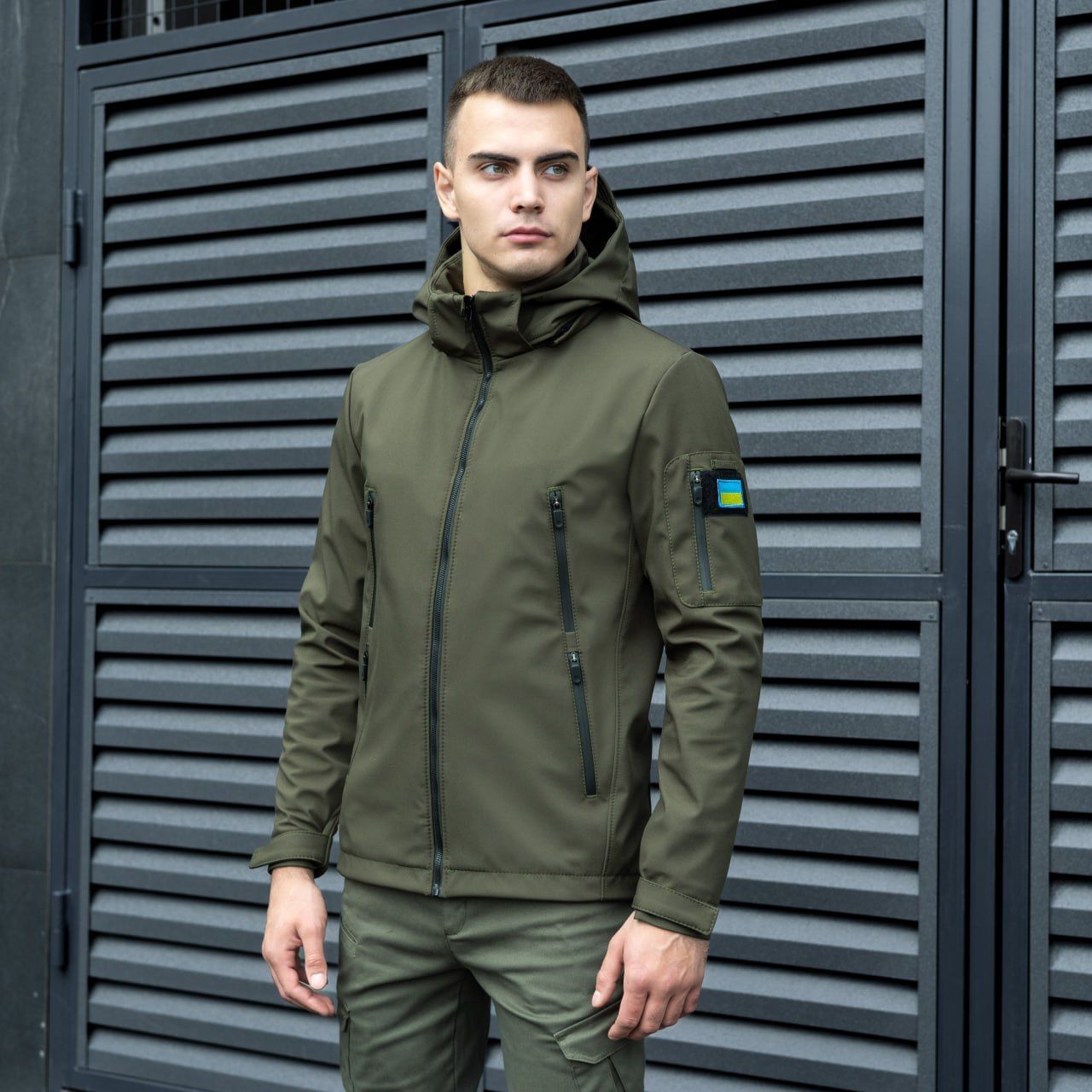 Комплект Softshell куртка Motive + штаны Static хаки на флисе, S