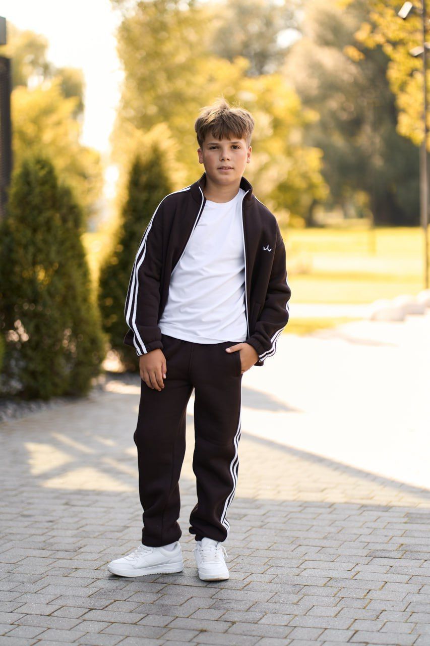 Теплый спортивный детский костюм Street Fleece шоколад, 128