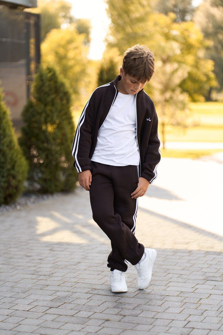 Теплый спортивный детский костюм Street Fleece шоколад, 128