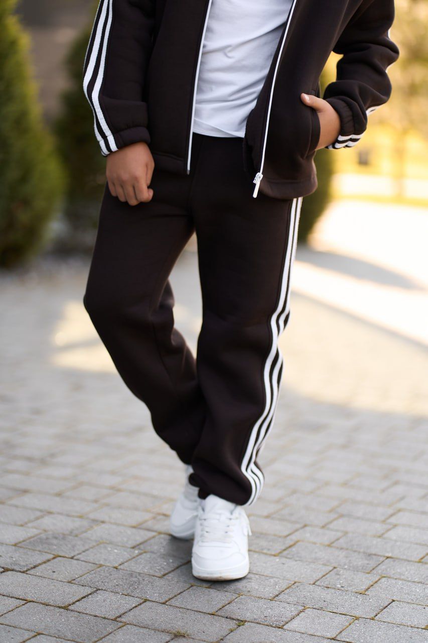 Теплый спортивный детский костюм Street Fleece шоколад, 128