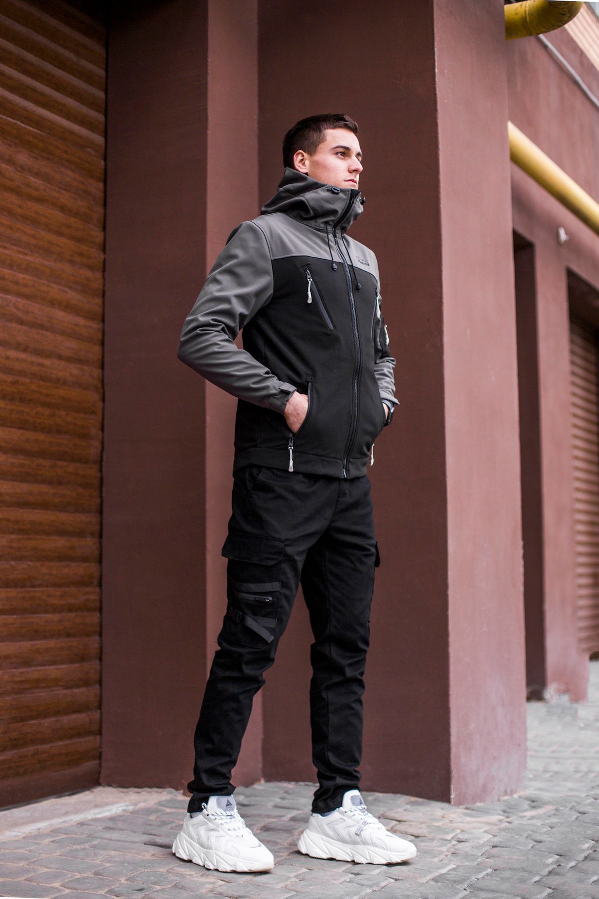 Куртка Pobedov Korol' Lev SOFTSHELL чорно-сіра