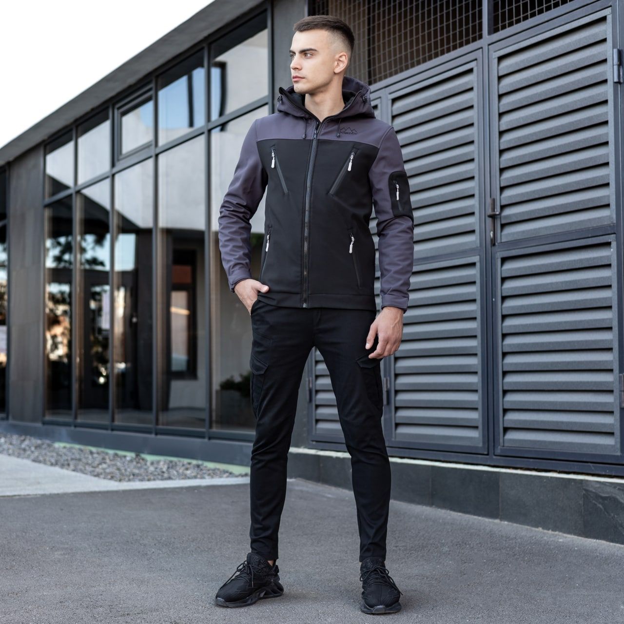 Куртка Pobedov Korol' Lev SOFTSHELL чорно-сіра