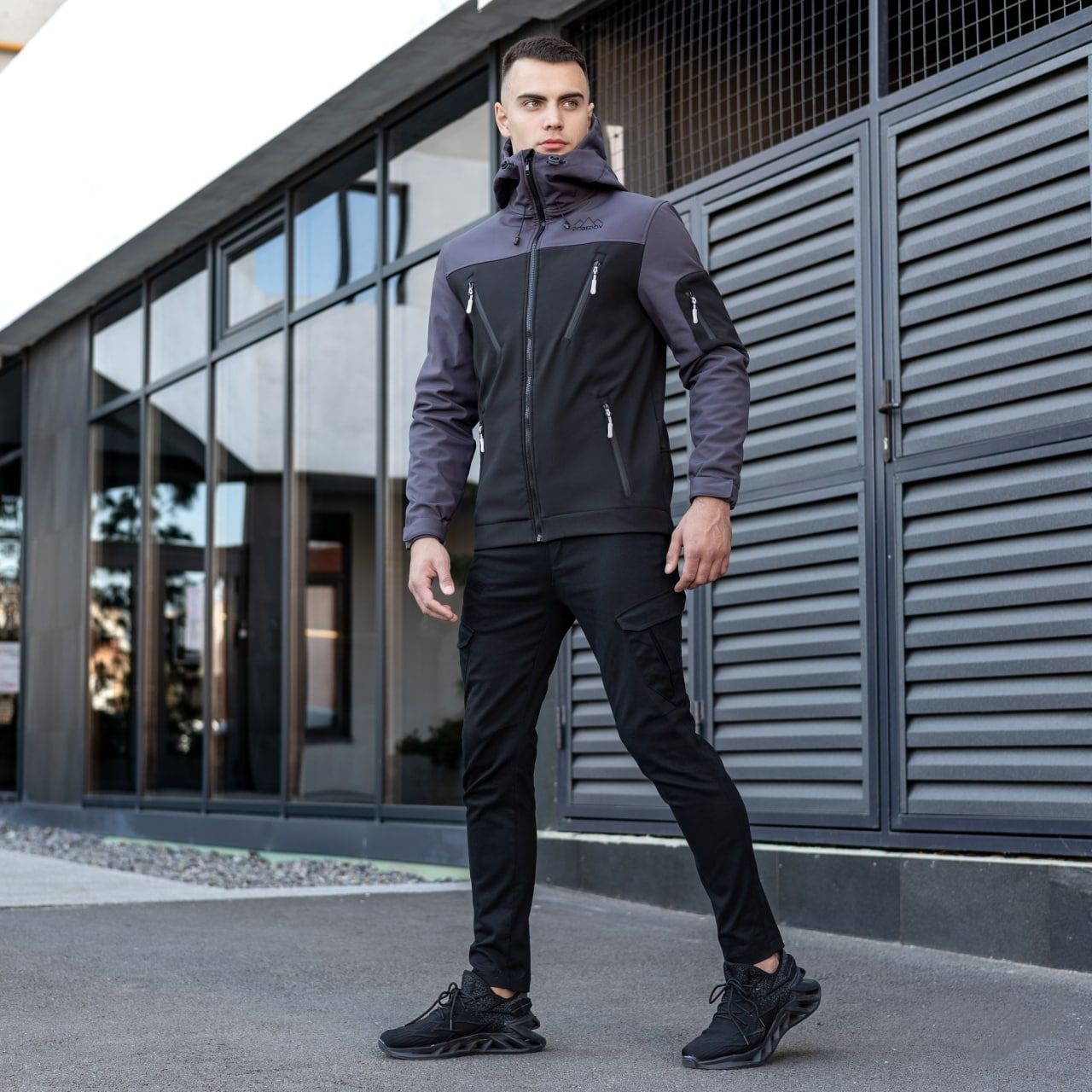 Куртка Pobedov Korol' Lev SOFTSHELL чорно-сіра