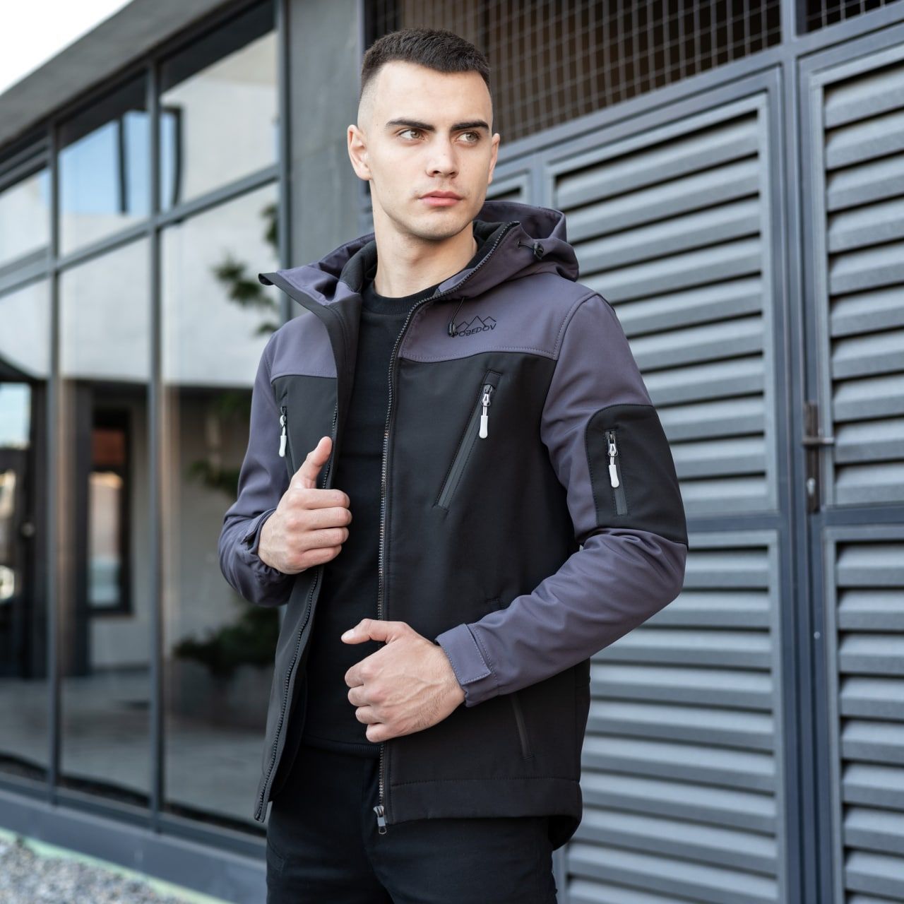 Куртка Pobedov Korol' Lev SOFTSHELL чорно-сіра