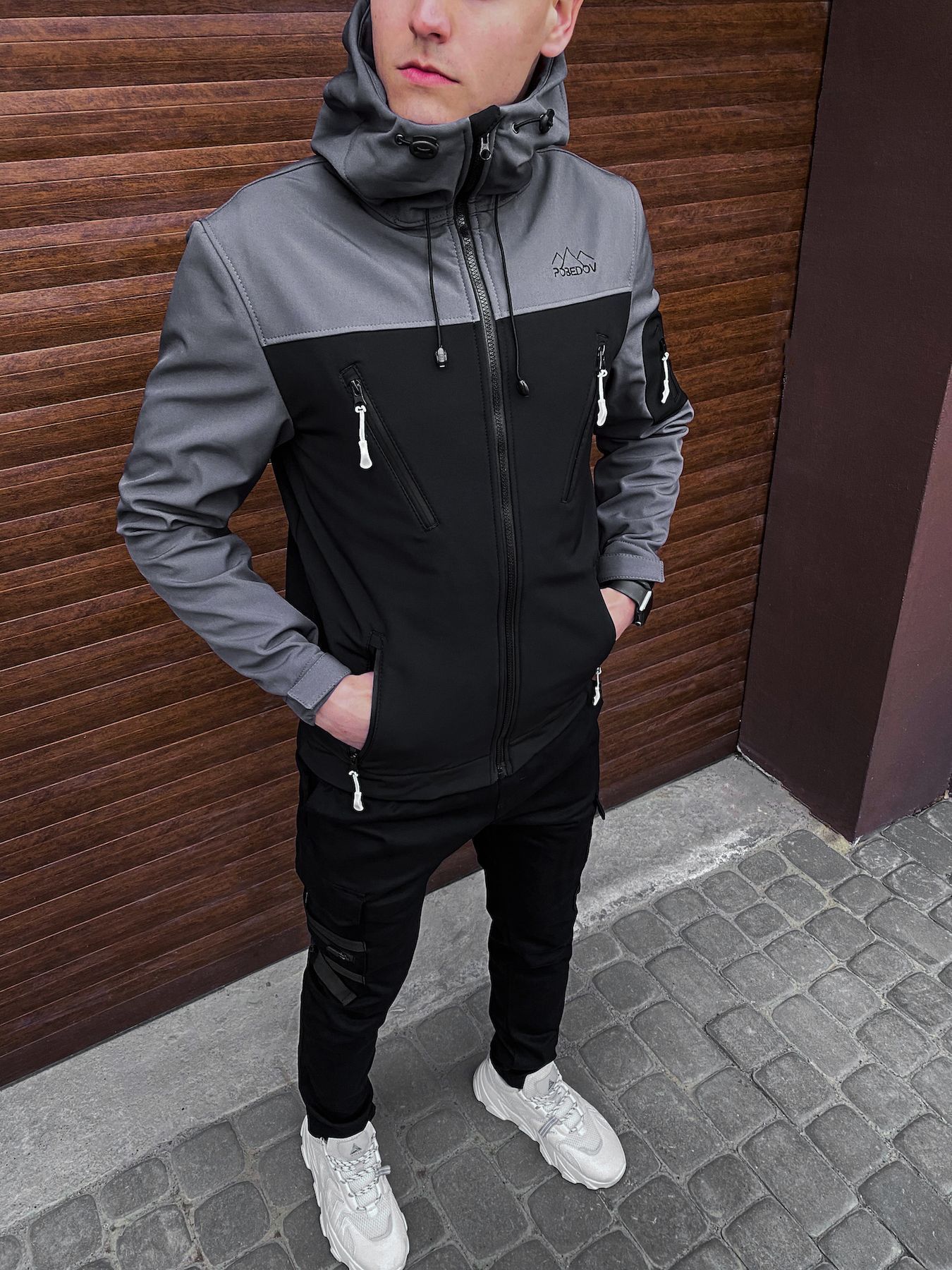 Куртка Pobedov Korol' Lev SOFTSHELL чорно-сіра