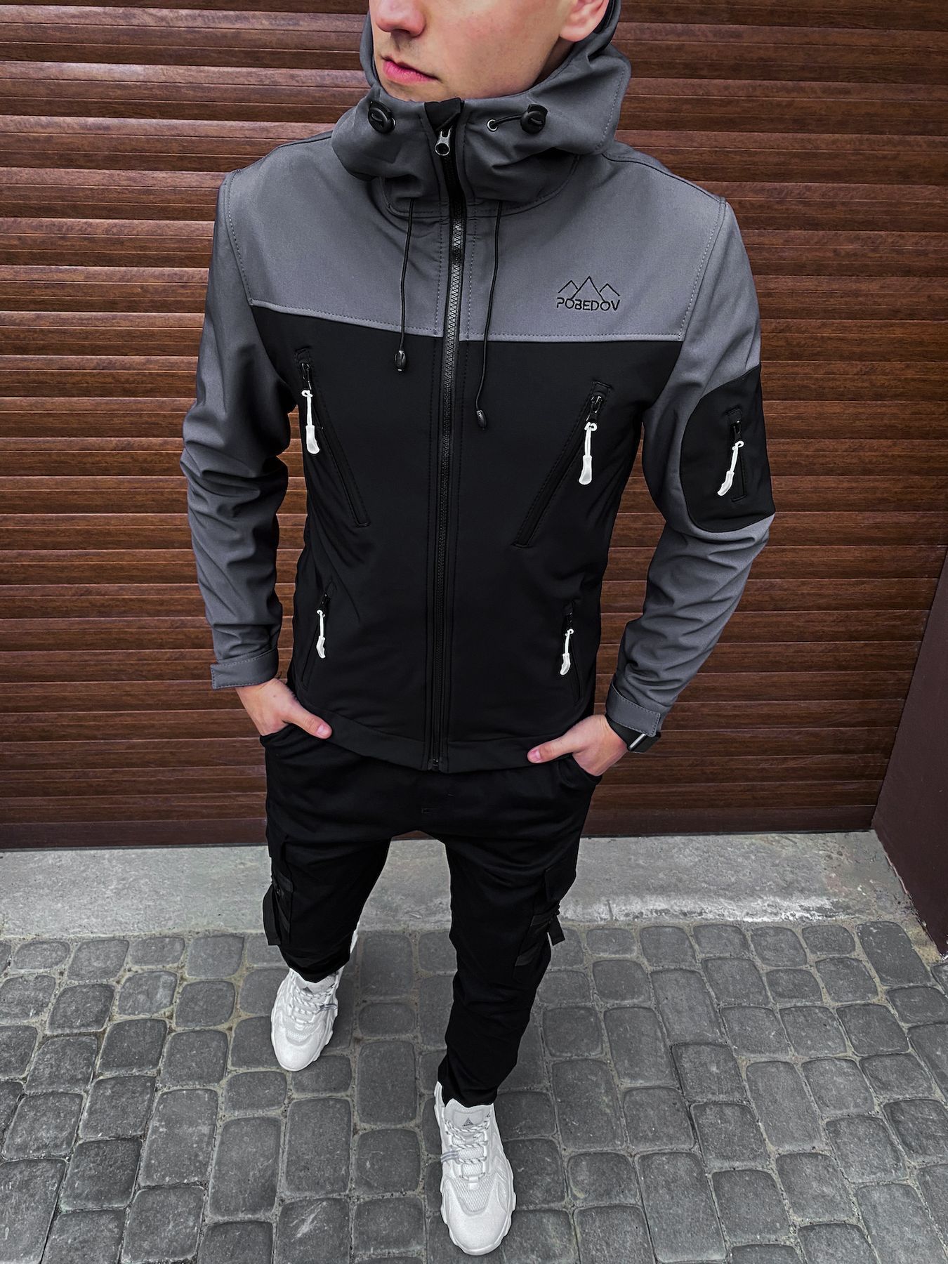 Куртка Pobedov Korol' Lev SOFTSHELL чорно-сіра