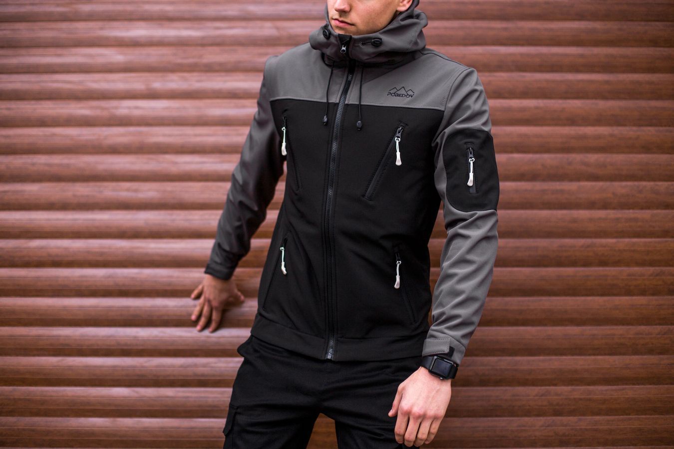 Куртка Pobedov Korol' Lev SOFTSHELL чорно-сіра