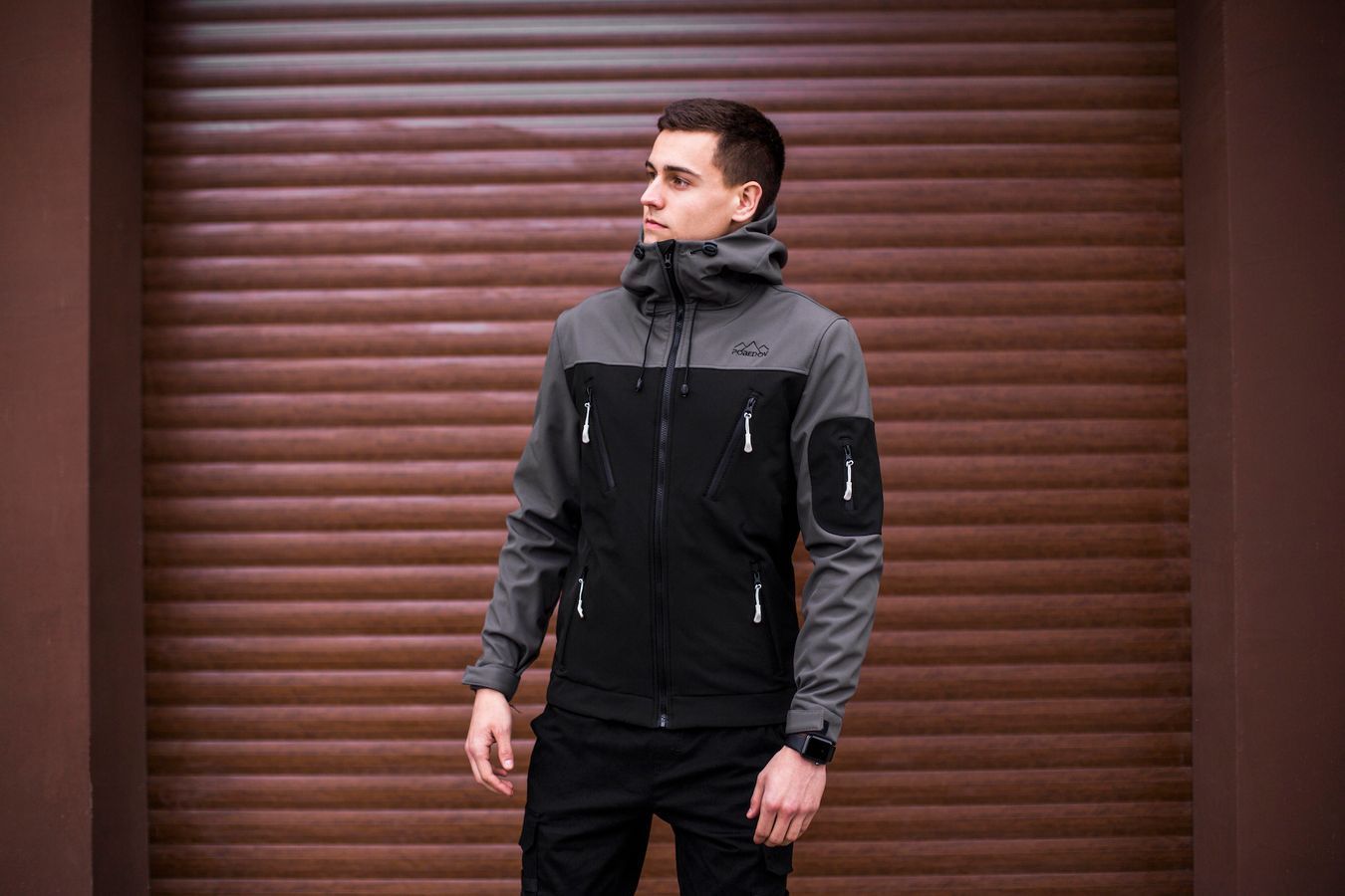 Куртка Pobedov Korol' Lev SOFTSHELL чорно-сіра