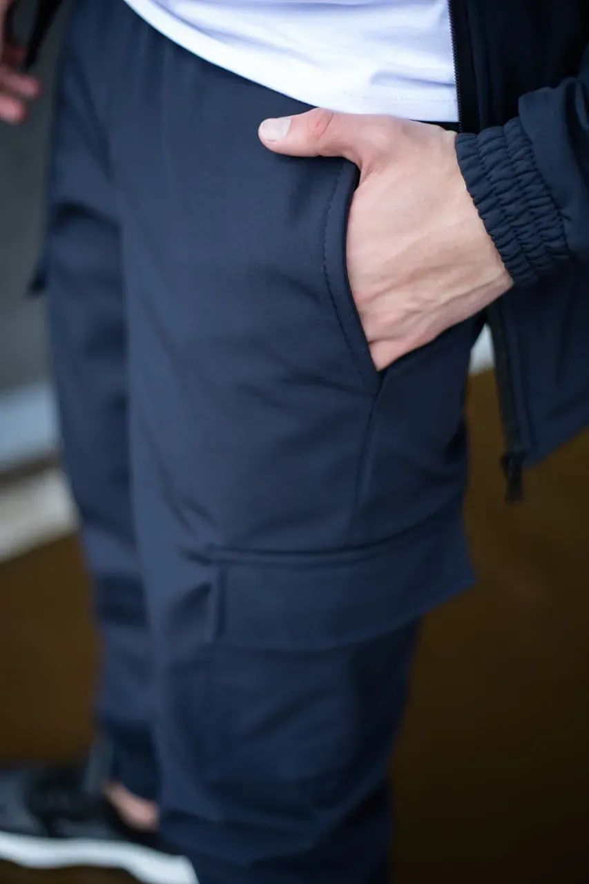 Мужской костюм на флисе Softshell софтшелл синий , S