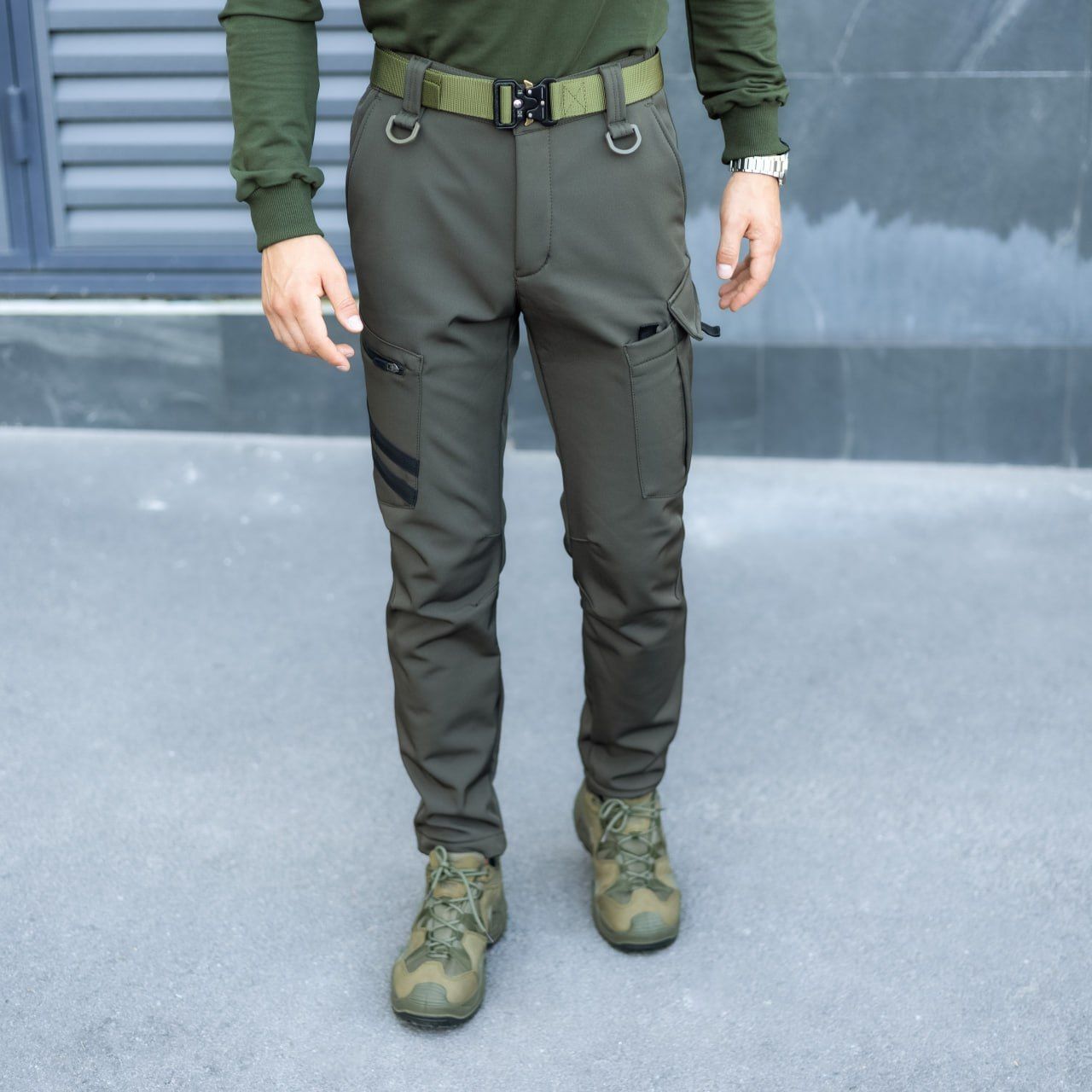 Штани Pobedov Softshell Static хакі на флісі